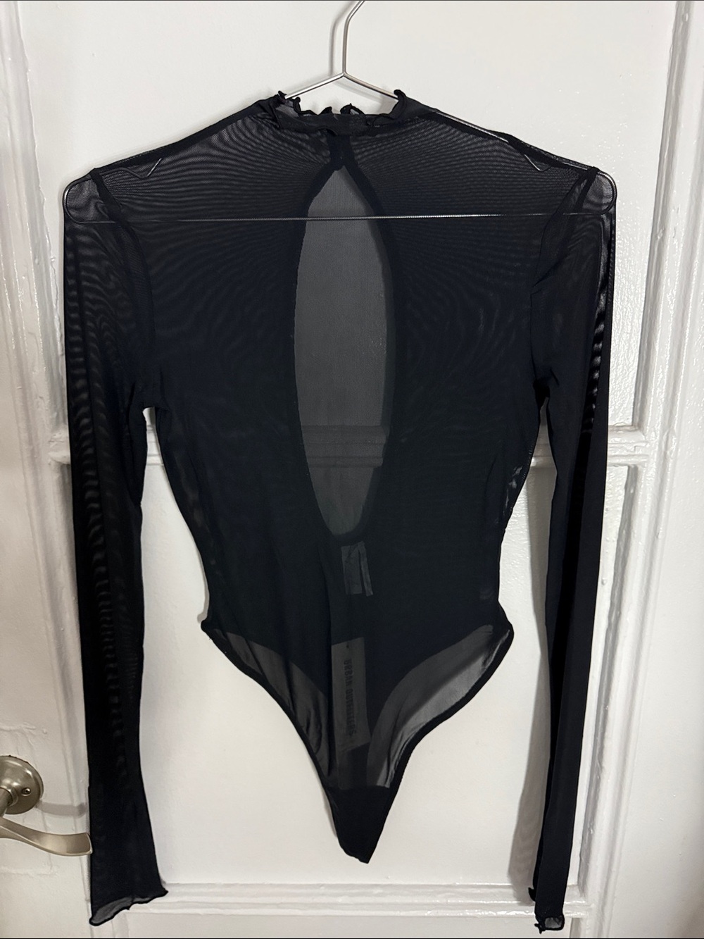 Urban Outfitters Sheer Black Long-Sleeve Keyhole Bodysuit